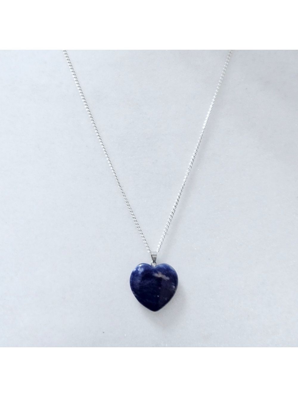 3/$15 Silver Blue Heart Pendant Necklace